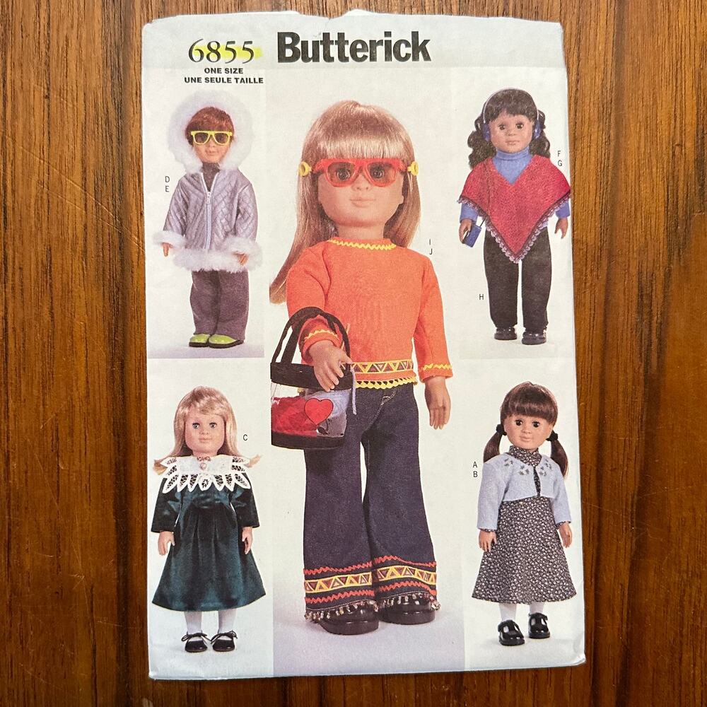 UNCUT Butterick Pattern 6855 for 18" Doll Clothes